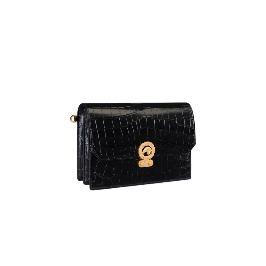 "Stefano Ricci Luxury Matted Crocodile Leather Travel Pouch for Men"