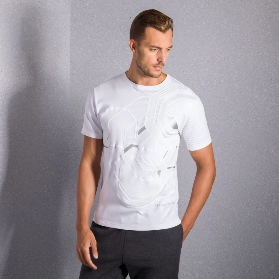 Stefano Ricci Men's Luxury Crewneck T-Shirt Premium Cotton Classic Fit