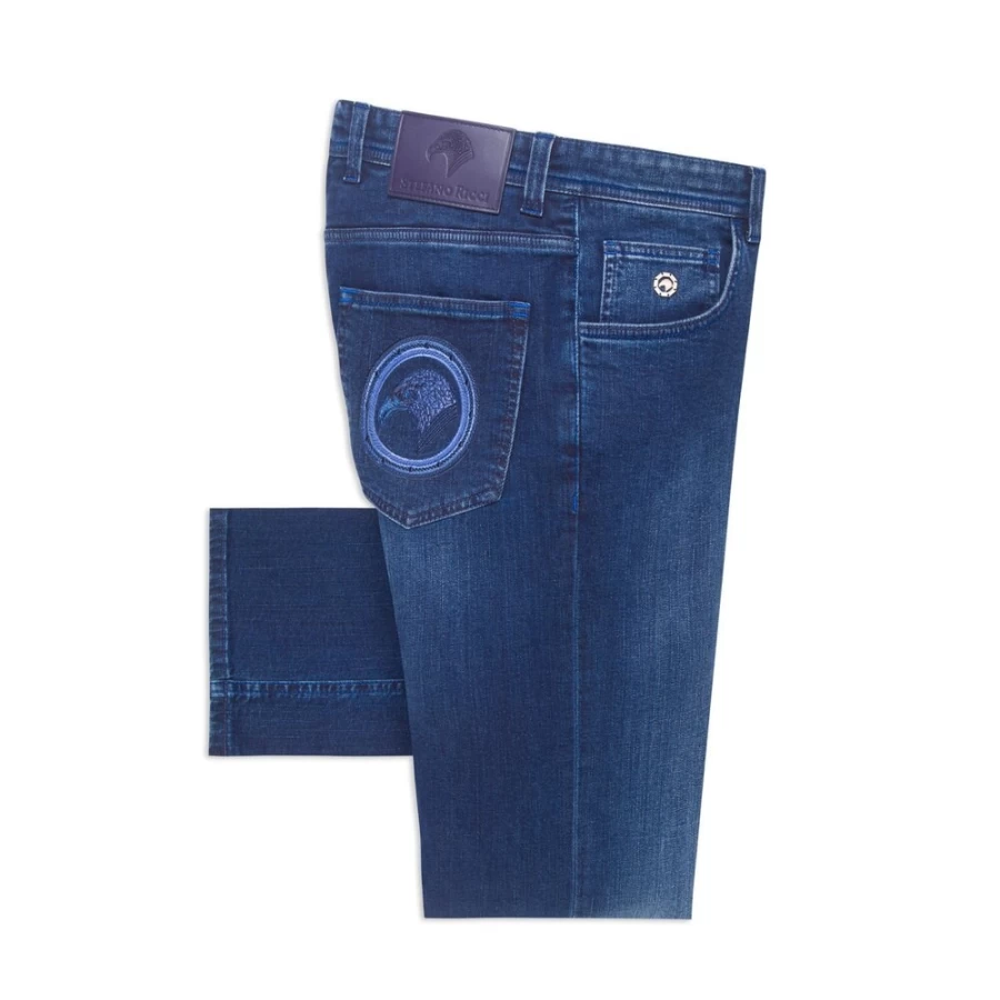 Stefano Ricci Men's Slim Fit High Rise Jeans - Premium Denim Trousers for a Stylish Look