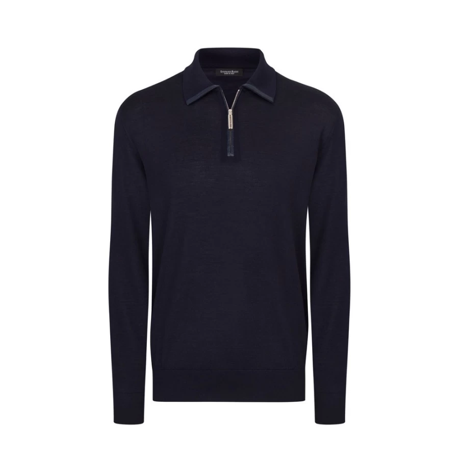 Stefano Ricci Men's Cashmere Silk Blend Zip Polo Shirt in Elegant Knit Design