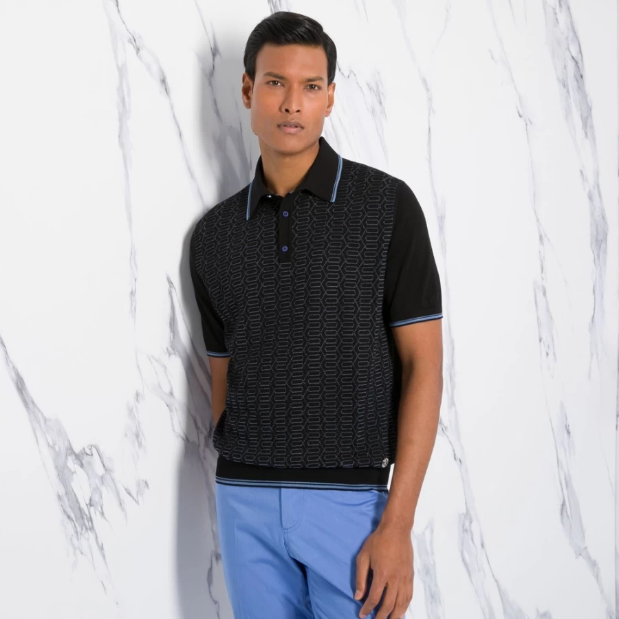 Stefano Ricci Men's Luxury Three Button Polo Shirt Premium Cotton Classic Fit