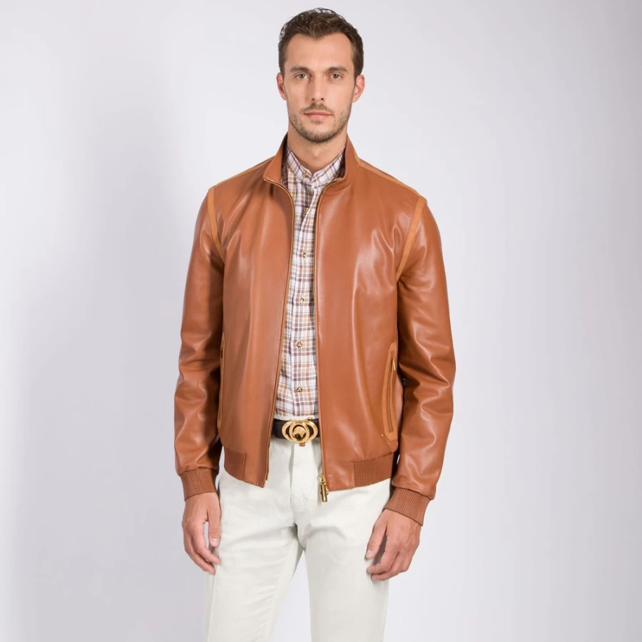 Stefano Ricci Men's Lambskin Leather Blouson Jacket – Premium Luxury Outerwear