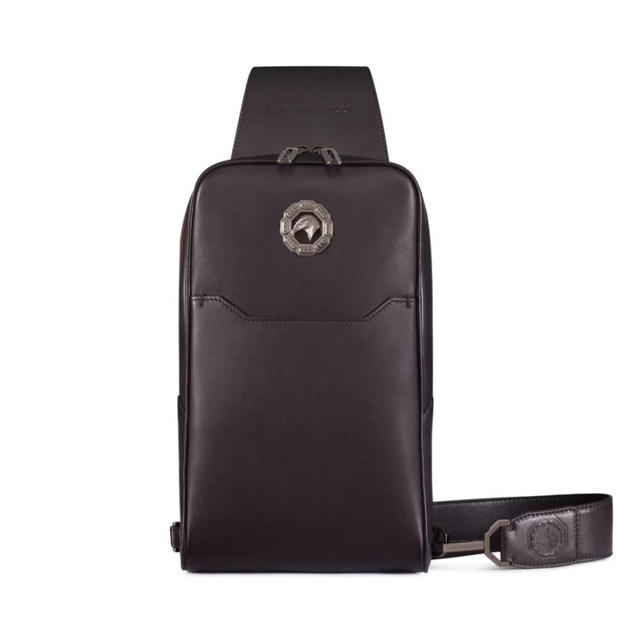"Stefano Ricci Luxury Calfskin Leather Sling Backpack for Men - Premium Designer Shoulder Bag"