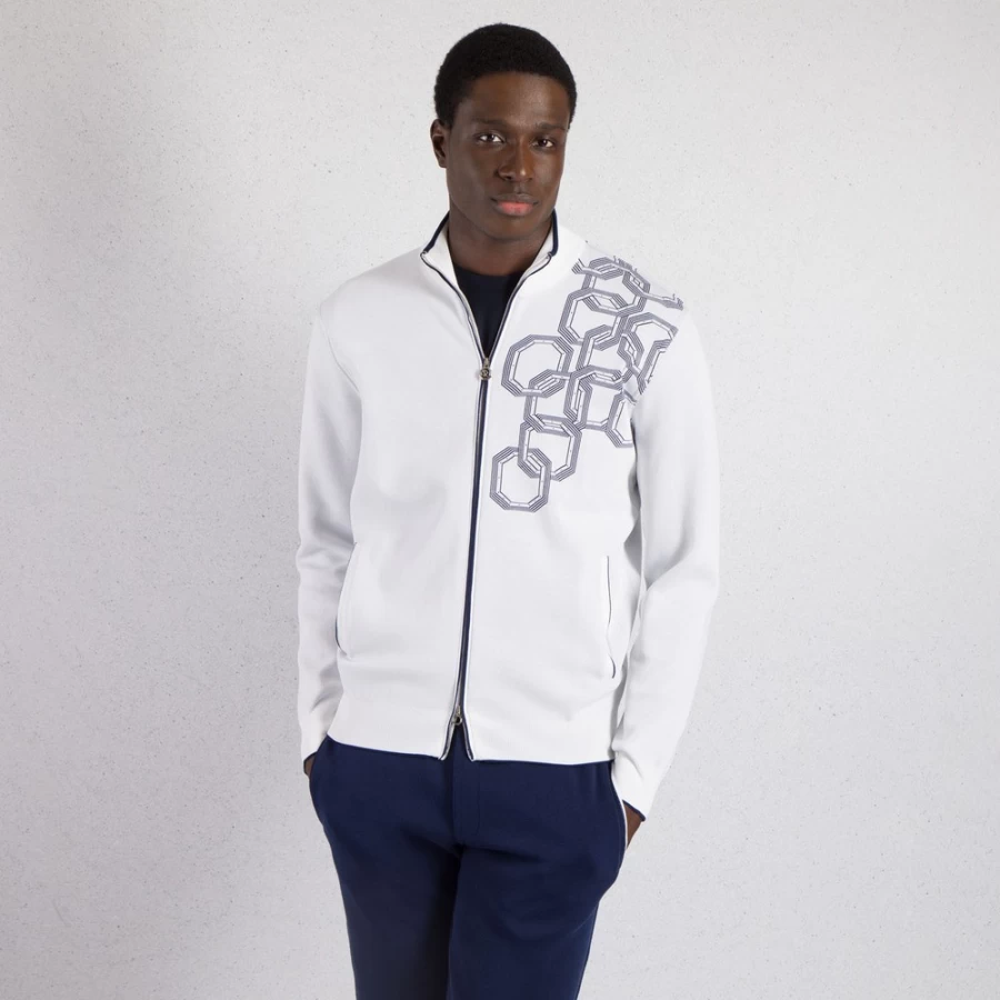 Stefano Ricci Men's Premium Zip-Up Jogging Blouson Jacket for Stylish Comfort