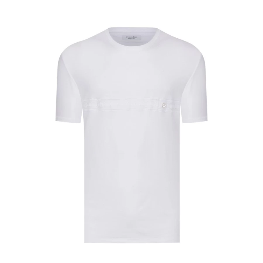 Stefano Ricci Men's Luxury Greek Crew Neck Cotton T-Shirt