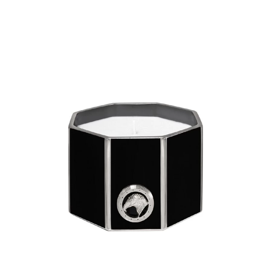 "Stefano Ricci Luxury Black & Platinum Octagonal Scented Candle for Home Fragrance"