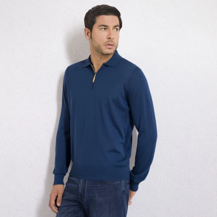Stefano Ricci Men's Cashmere Silk Blend Zip Polo Shirt in Color F23302_165