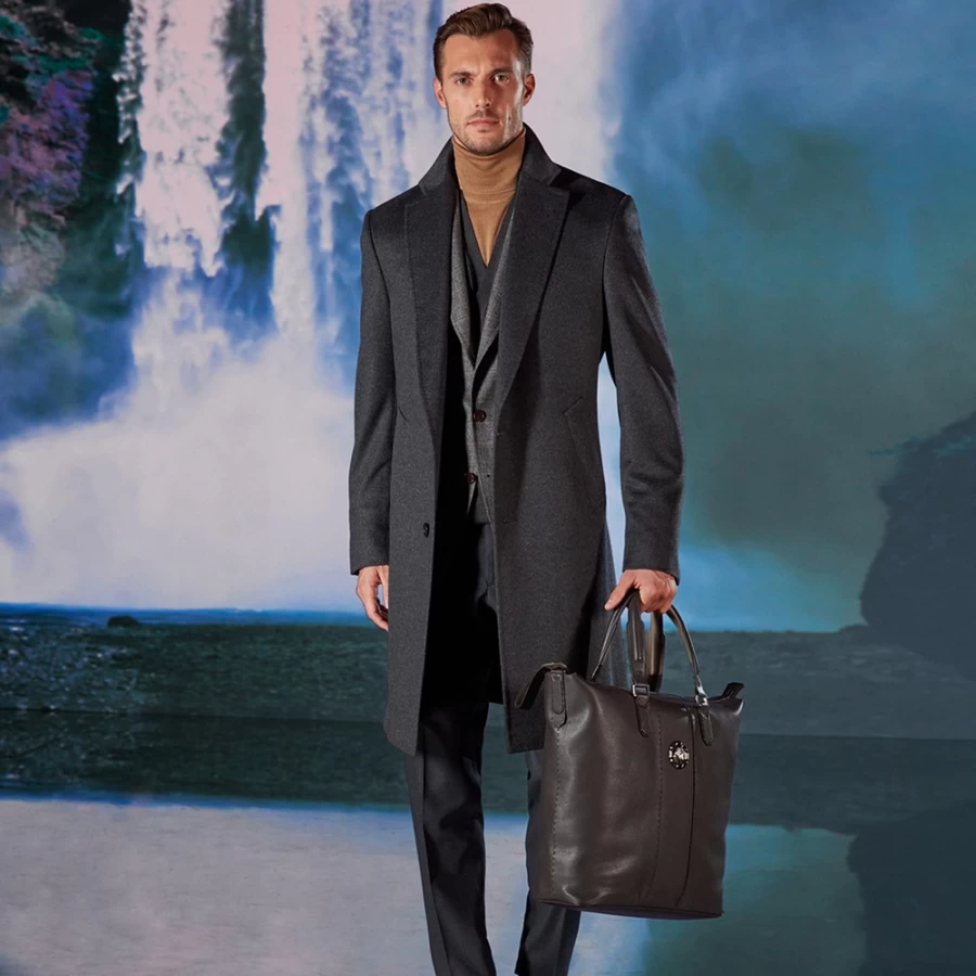 Stefano Ricci Men's Luxury Cashmere Overcoat - Premium Winter Coat for Men