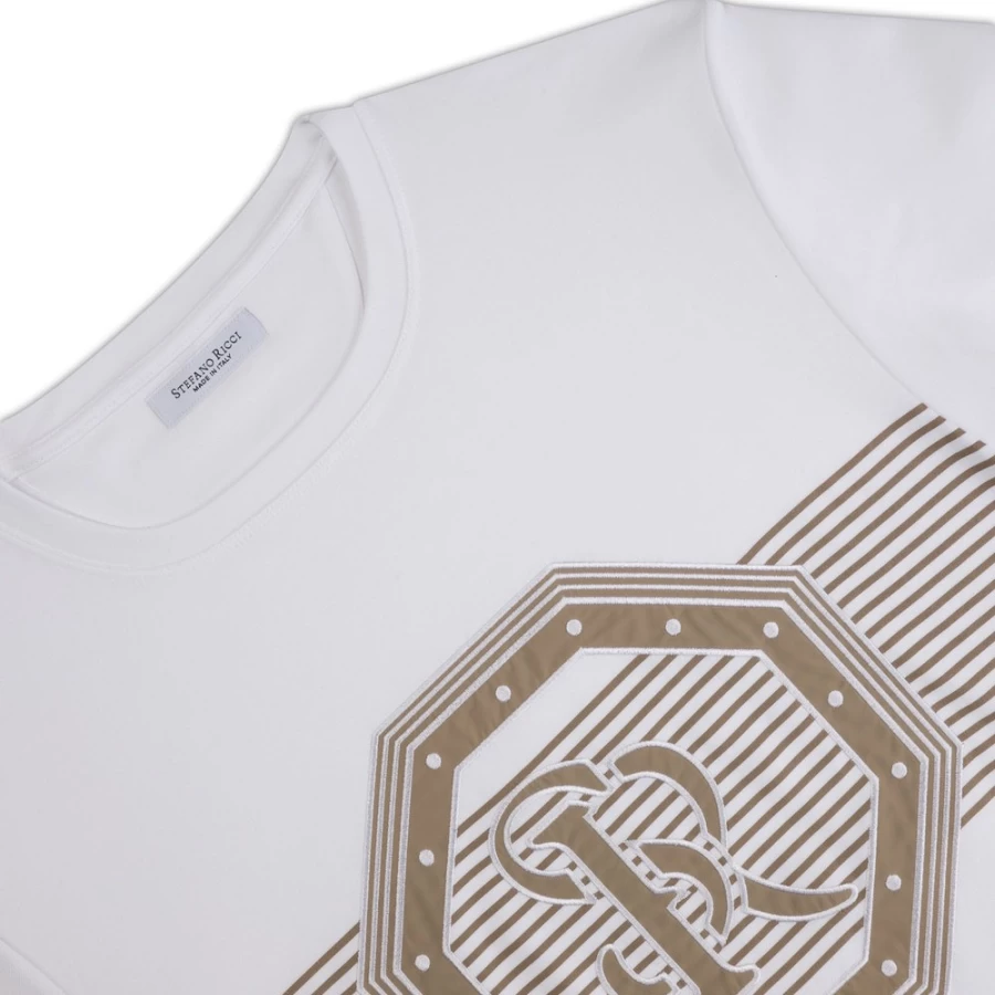 Stefano Ricci Men's Luxury Crewneck T-Shirt Premium Cotton Classic Fit