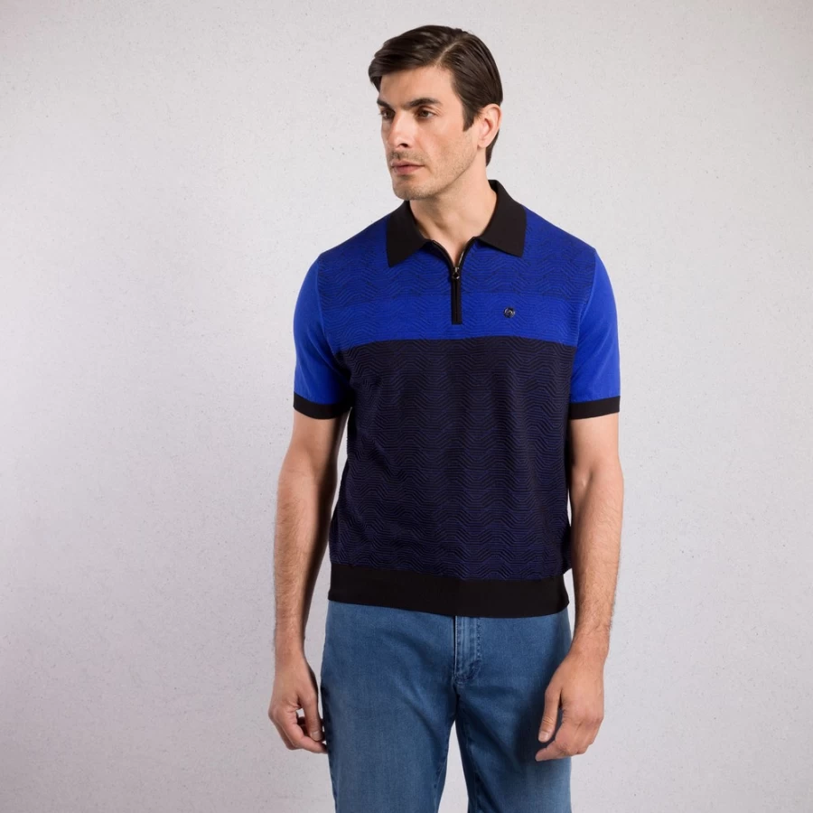 Stefano Ricci Men's Premium Zip Polo Shirt in Classic Design