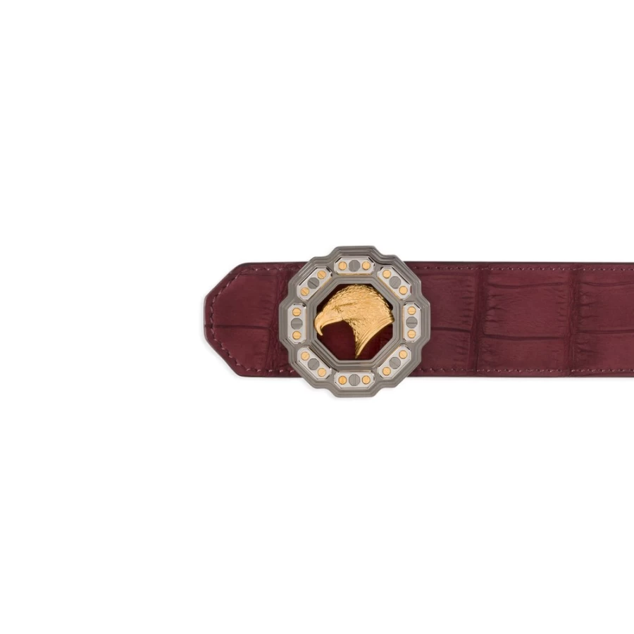Stefano Ricci Luxury Nubuck Crocodile Leather Belt in R015 Brown - Premium Men's Dress Accessory