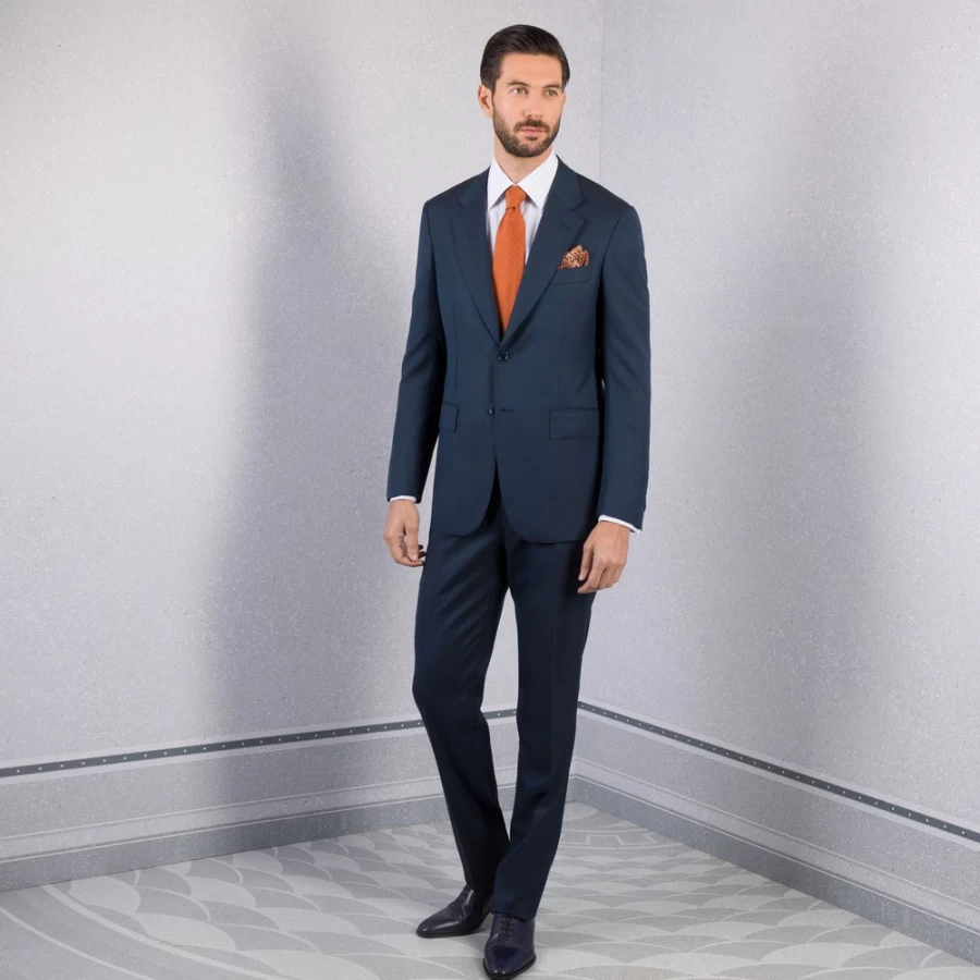 "Stefano Ricci Men's Fiesole Two-Button Luxury Suit in Elegant Navy Blue"
