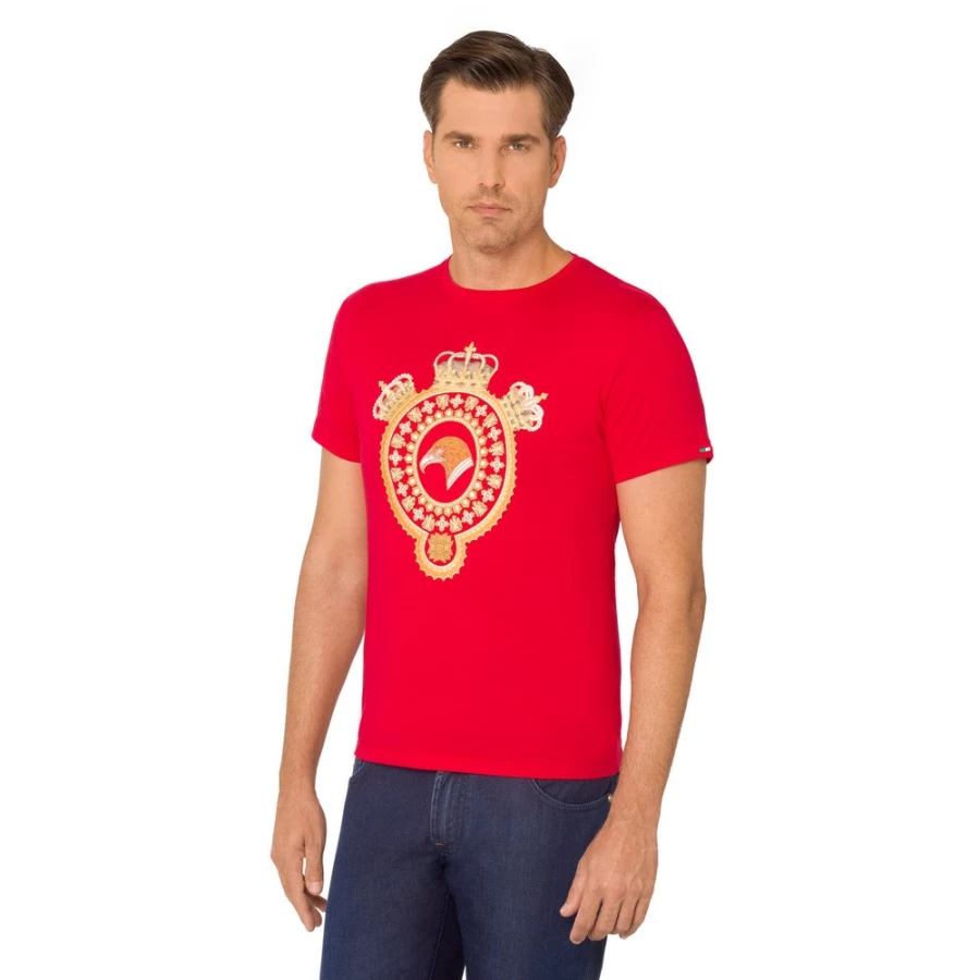 Stefano Ricci Men's Crown Emblem Cotton Crew Neck T-Shirt