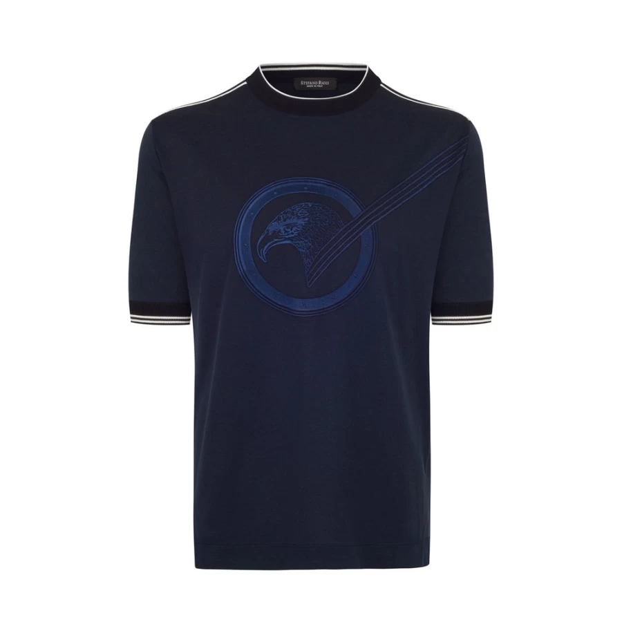 Stefano Ricci Men's Short Sleeve Crewneck Sweater - Luxury Cotton Knit Top