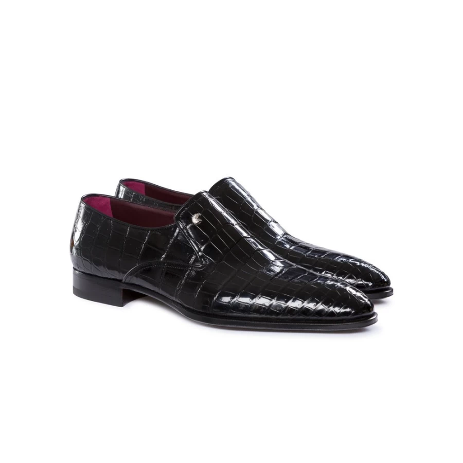 Stefano Ricci Diamante Crocodile Leather Slip-On Oxford Loafers Men's Luxury Shoes
