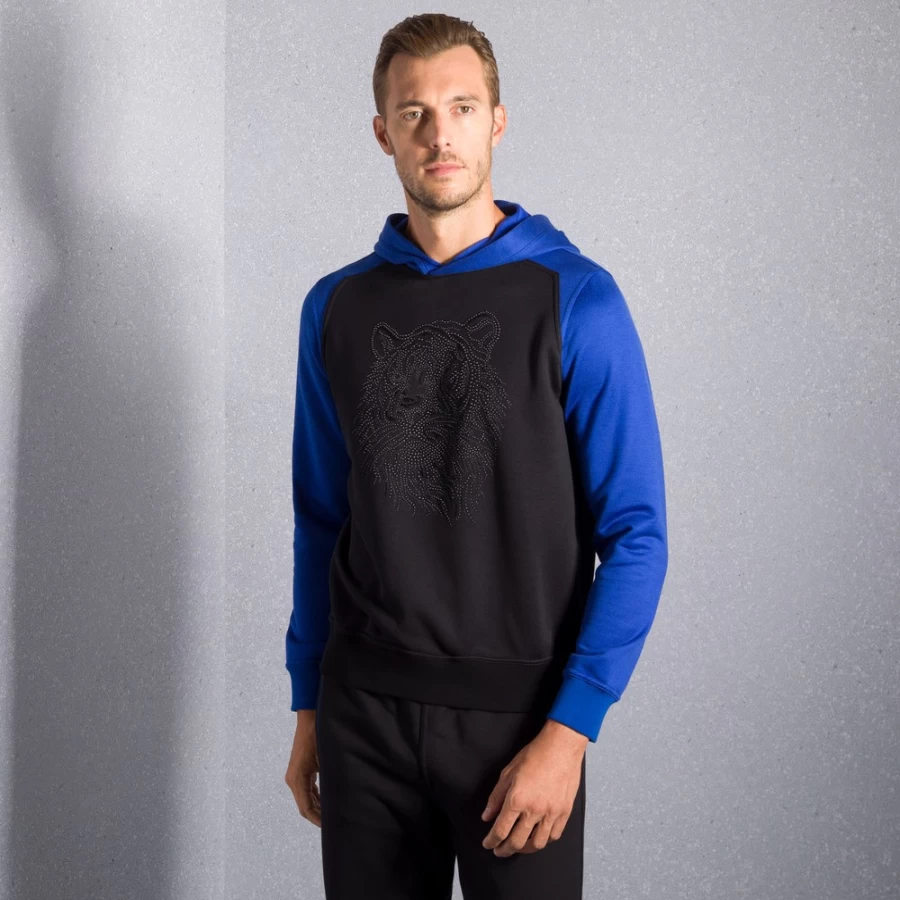 Stefano Ricci Men's Premium Hooded Sweatshirt - Luxury Cotton Zip-Up Fleece Jacket
