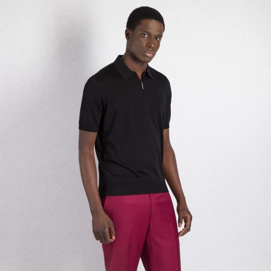 "Stefano Ricci Men's Premium Zip Polo Shirt in Classic Color F23101_131"