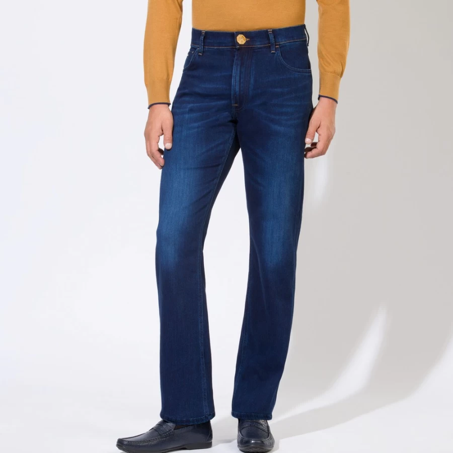"Stefano Ricci Men's Premium Regular Fit Jeans for Classic Comfort"