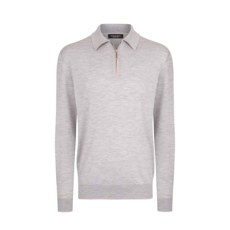 Stefano Ricci Men's Knit Zip Polo Shirt Premium Cotton Luxury Casual Wear