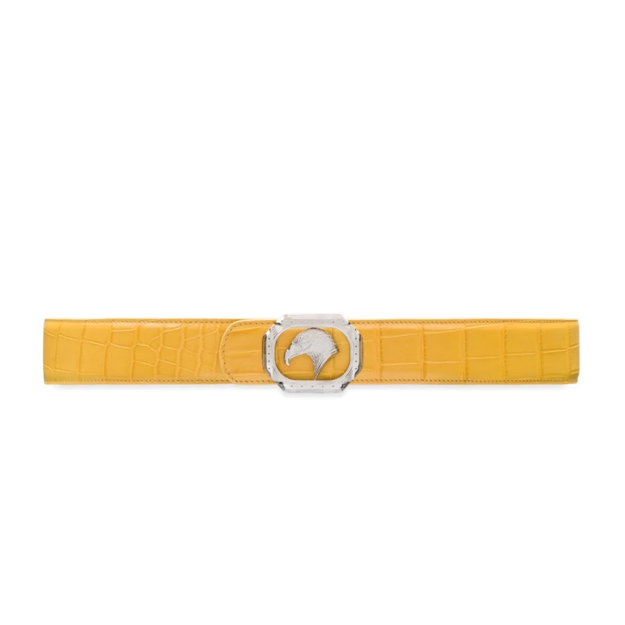 "Stefano Ricci Luxury Matted Crocodile Leather Belt for Men"