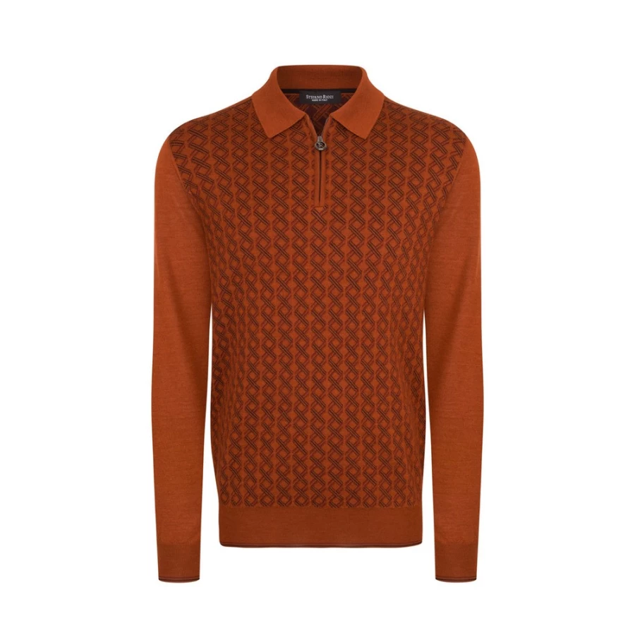 Stefano Ricci Men's Knit Zip Polo Shirt Premium Cotton Luxury Fashion