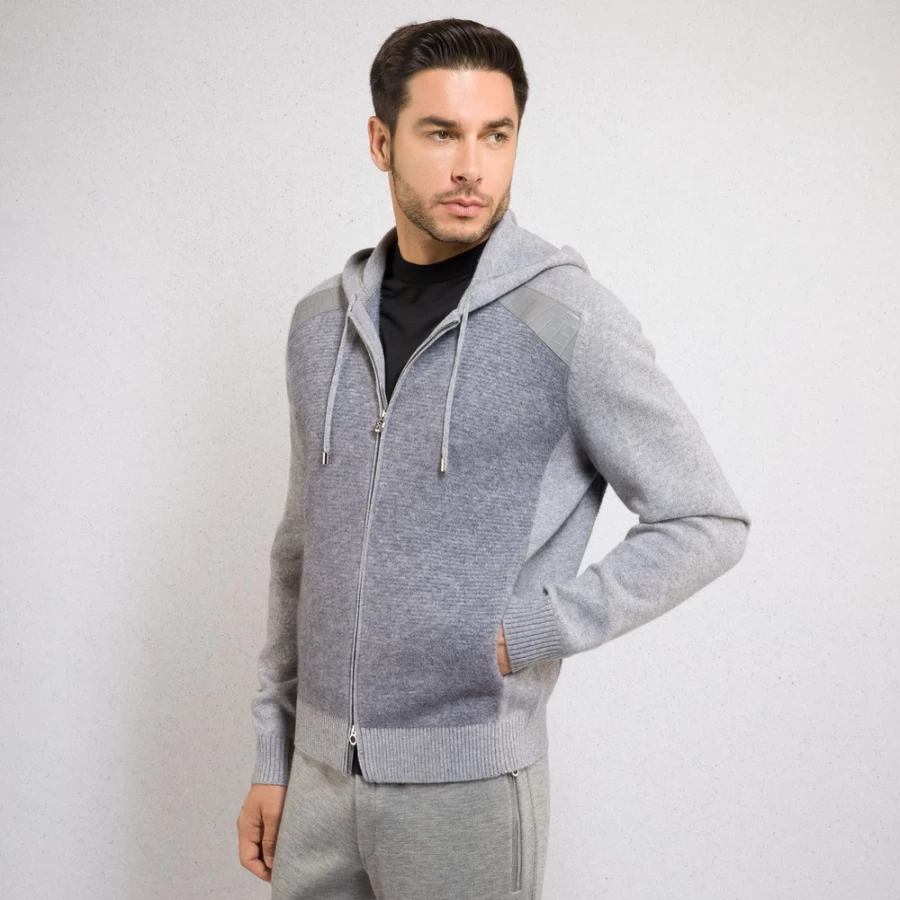 Stefano Ricci Men's Cashmere Silk Hooded Blouson Jogging Jacket