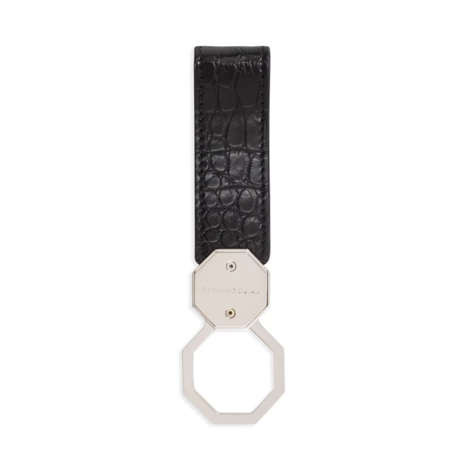 Stefano Ricci Matte Crocodile Key Ring in N999 - Luxury Leather Accessory