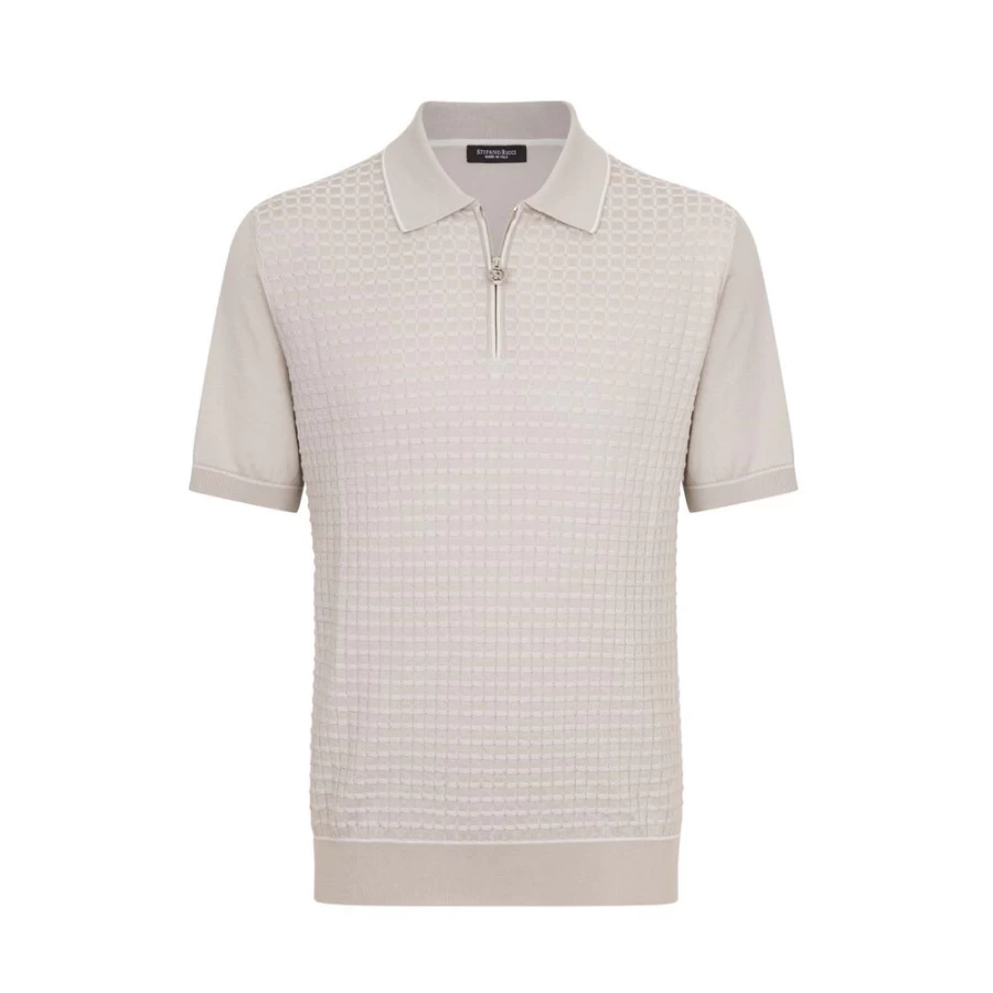 "Stefano Ricci Men's Premium Zip Polo Shirt in Classic Style"