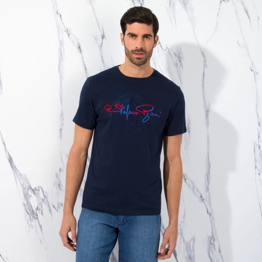 Stefano Ricci Men's Luxury Crewneck T-Shirt Premium Cotton Classic Fit