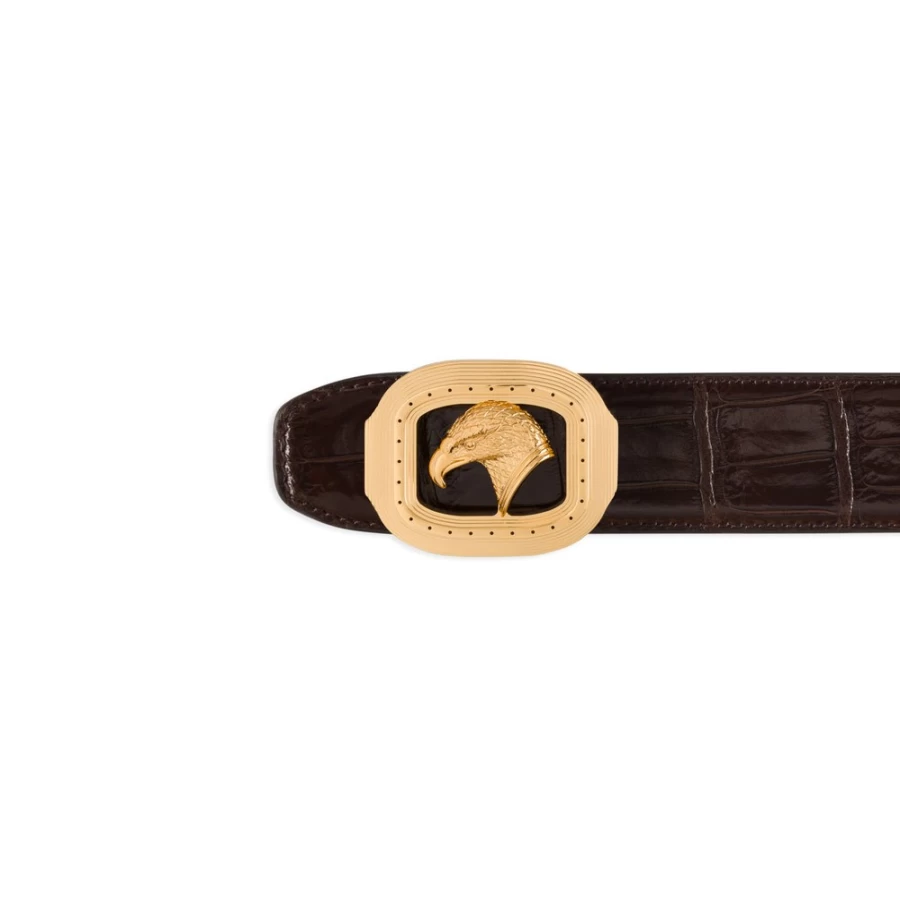 Stefano Ricci Luxury M019 Brown Polished Crocodile Skin Belt for Men