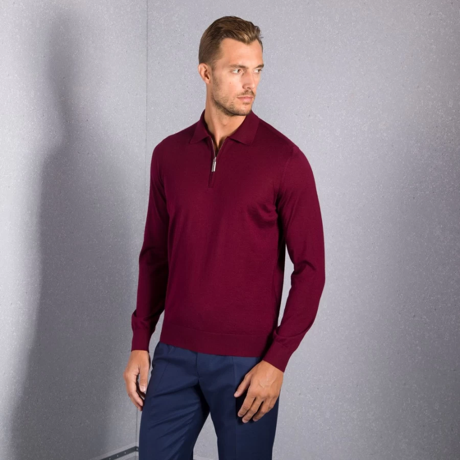 "Stefano Ricci Men's Premium Knit Zip Polo Shirt – Luxury Casual Wear"