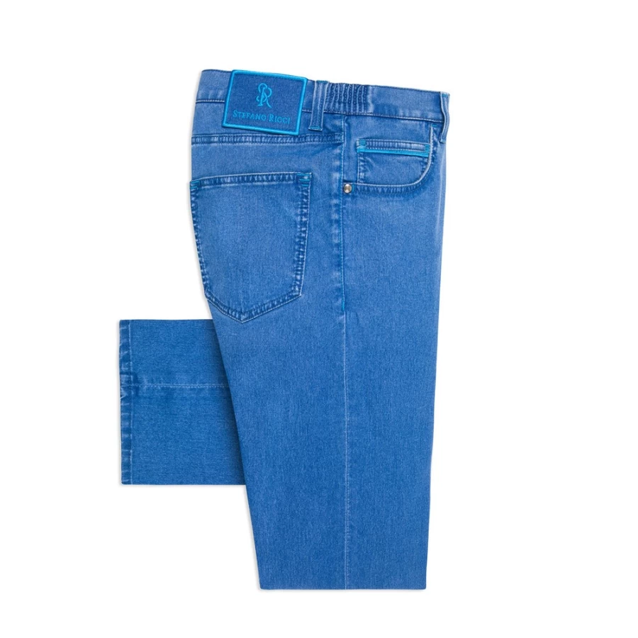 Stefano Ricci Men's High Rise Slim Fit Travel Jeans for Comfort & Style