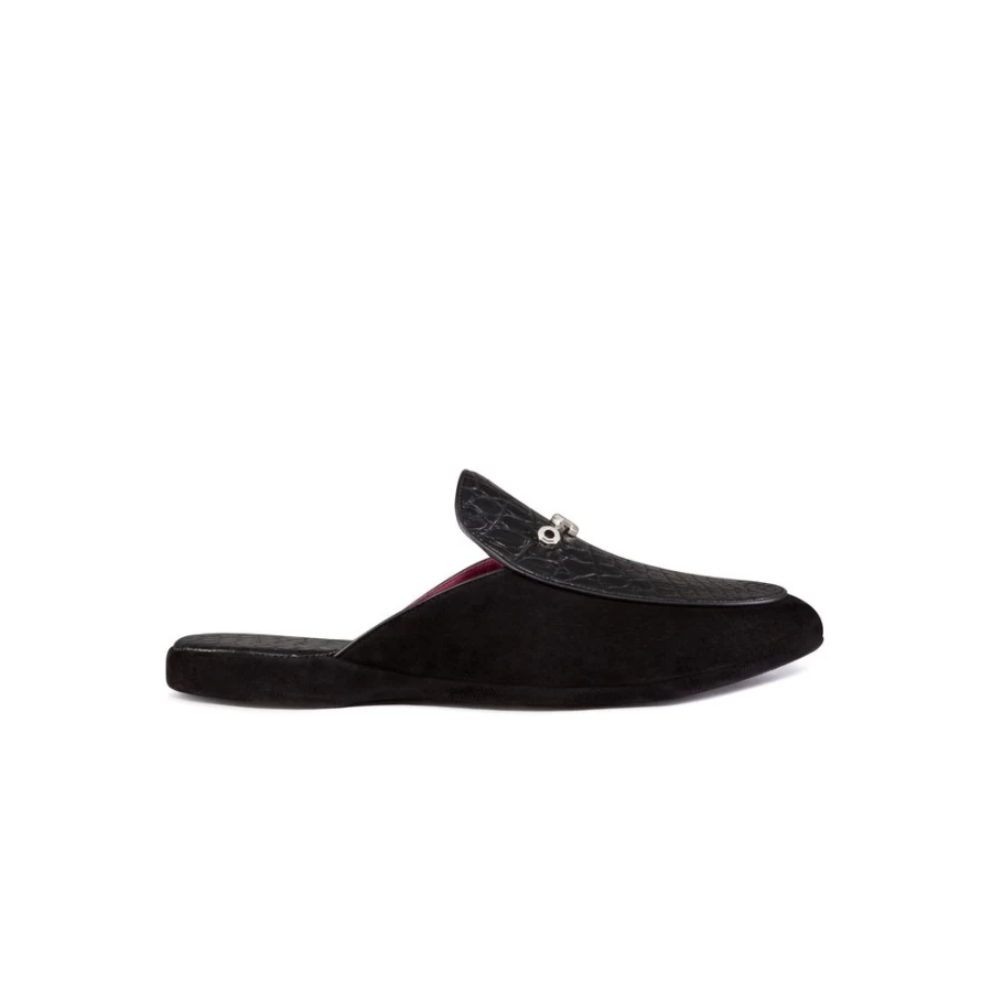 Stefano Ricci Luxury Suede & Calfskin Leather Slippers in N999 Brown - Men's Premium Italian Loafers