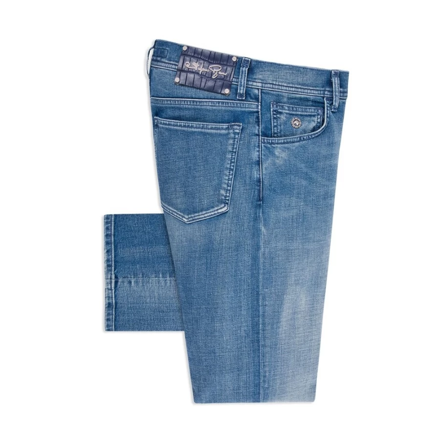 "Stefano Ricci Men's Premium Tapered Fit Jeans – Slim Tailored Denim Pants"