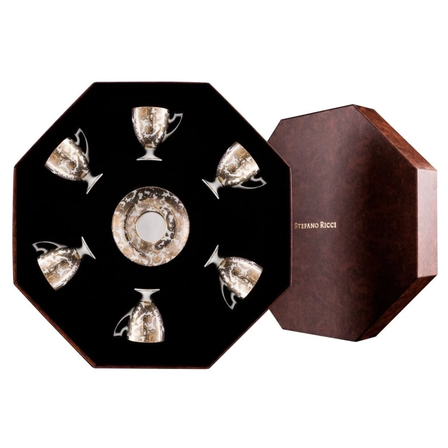 Stefano Ricci Luxury Coffee Cups Gift Box - Premium Botticelli Design for Elegant Gifting