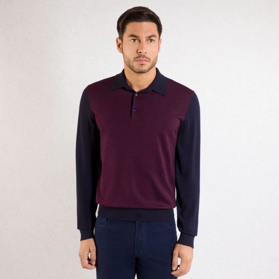 Stefano Ricci Men's Premium Three-Button Polo Shirt - Classic Fit Luxury Cotton Knit Top