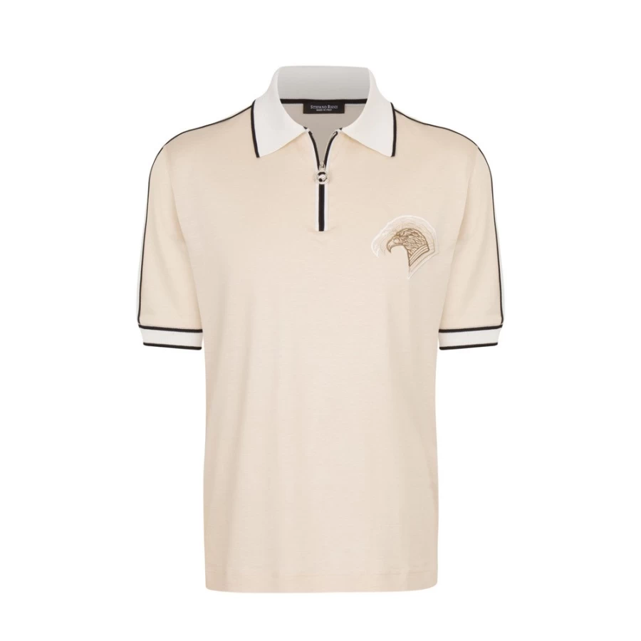 "Stefano Ricci Men's Premium Zip Polo Shirt in Classic Style"