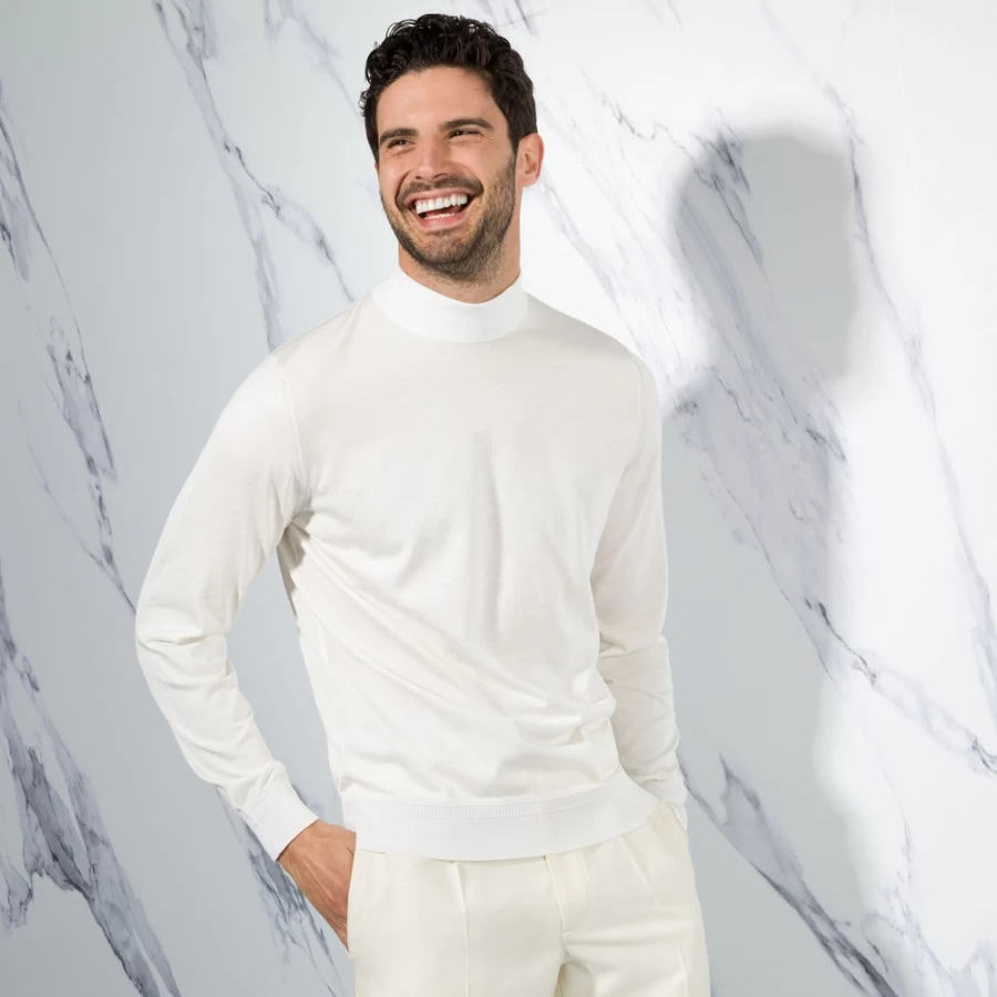 Stefano Ricci Men's Luxury Silk Mockneck Sweater - Elegant Knit Pullover for Sophisticated Style