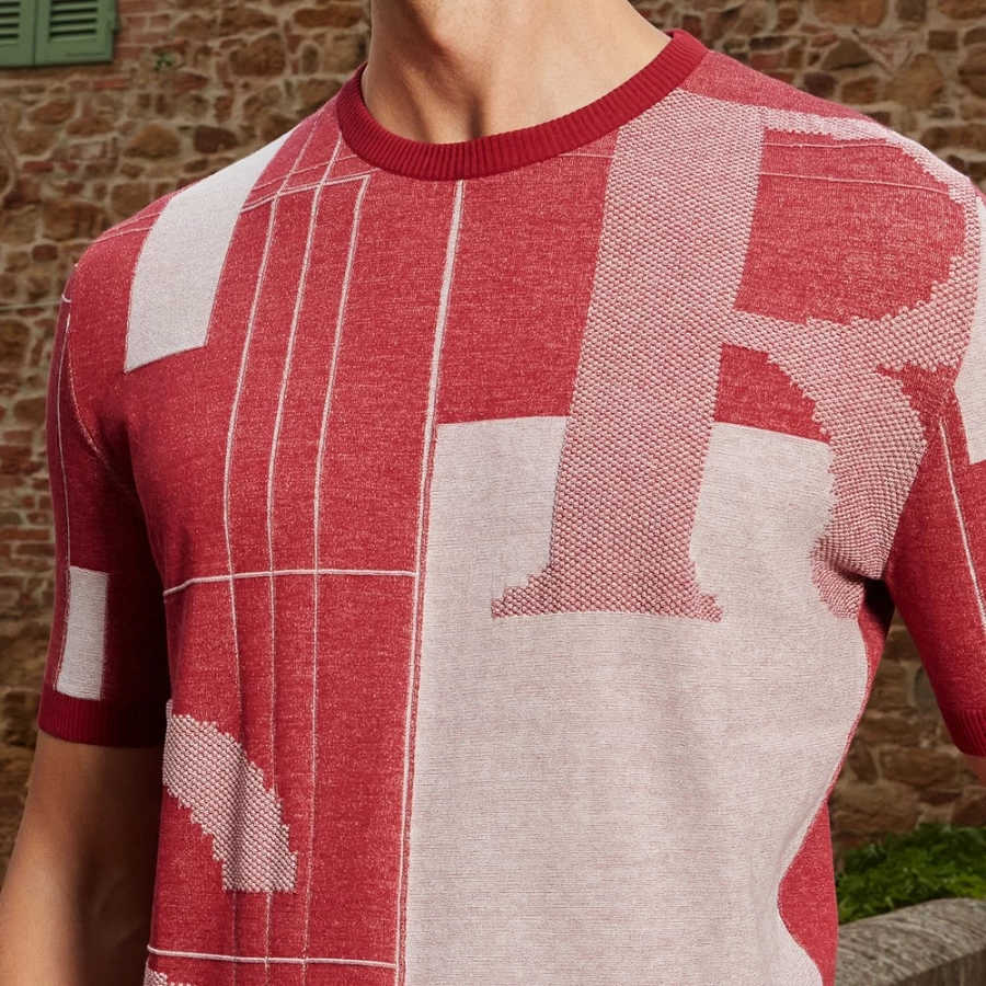 Stefano Ricci Men's Short Sleeve Knit Crew Neck Cotton T-Shirt Luxury Casual Top