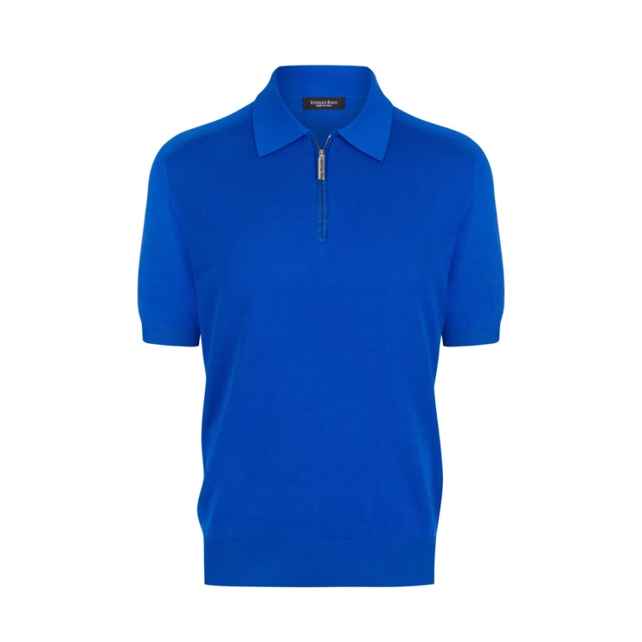 Stefano Ricci Men's Knit Zip Polo Shirt Premium Cotton Luxury Casual Wear