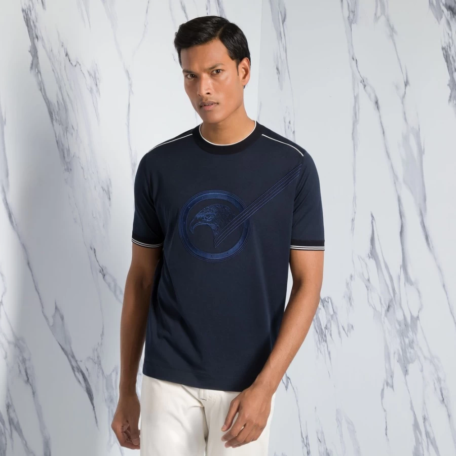 Stefano Ricci Men's Short Sleeve Crewneck Sweater - Luxury Cotton Knit Top