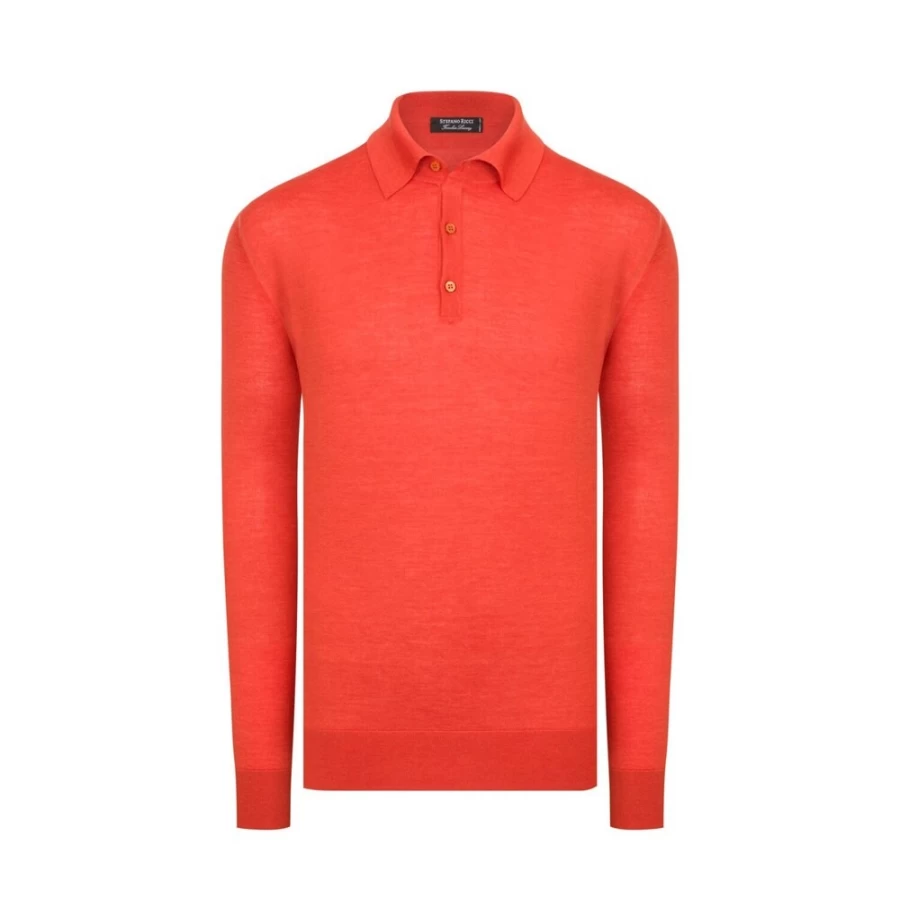 Stefano Ricci Men's Long Sleeve Three Button Polo Shirt in F18446_448 Color