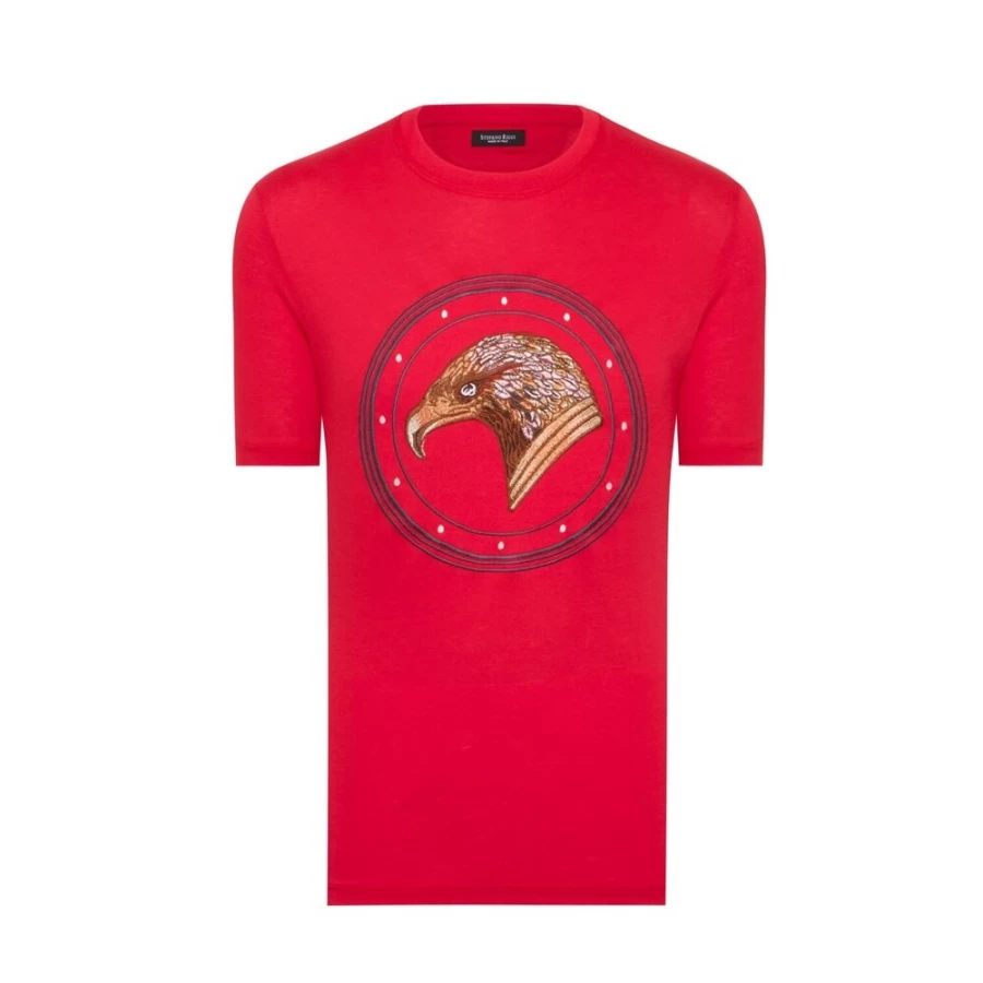 Stefano Ricci Men's R013 Red Crewneck T-Shirt Premium Cotton Casual Wear