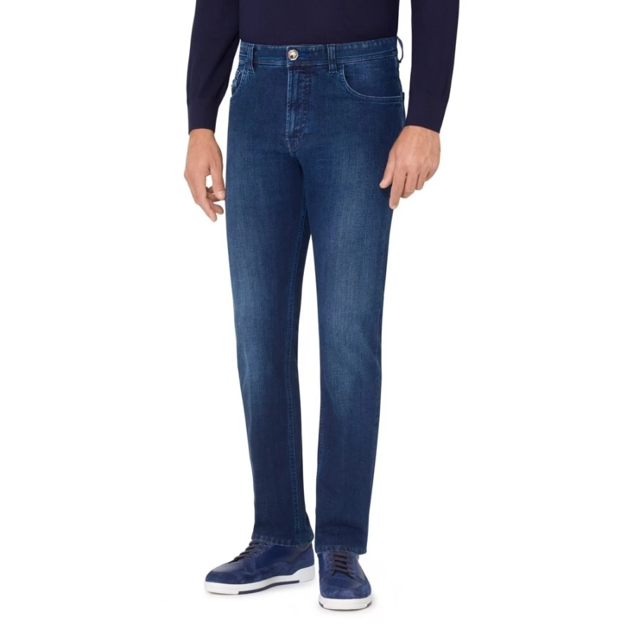 Stefano Ricci Men's Slim Fit High Rise Jeans - Premium Denim Trousers for a Stylish Look