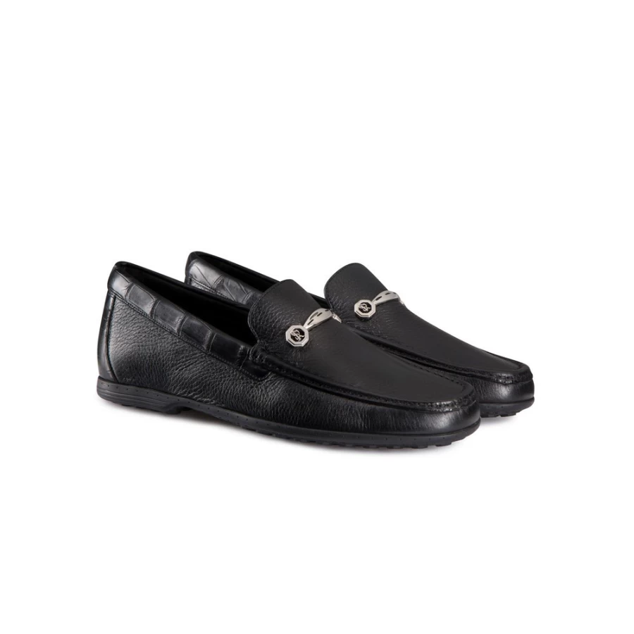 "Stefano Ricci Luxury Loafers in Deerskin & Crocodile Leather | Color N999"