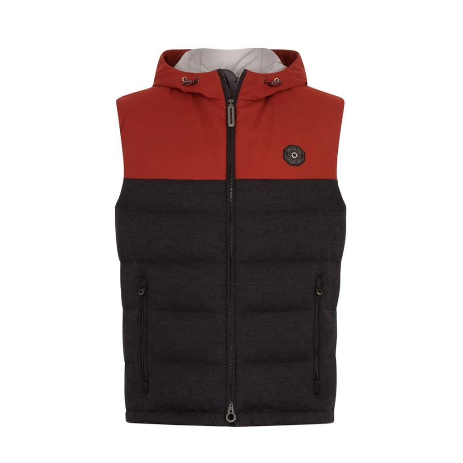 Stefano Ricci Men's Premium Hooded Down Gilet - Lightweight Quilted Vest for Winter Warmth
