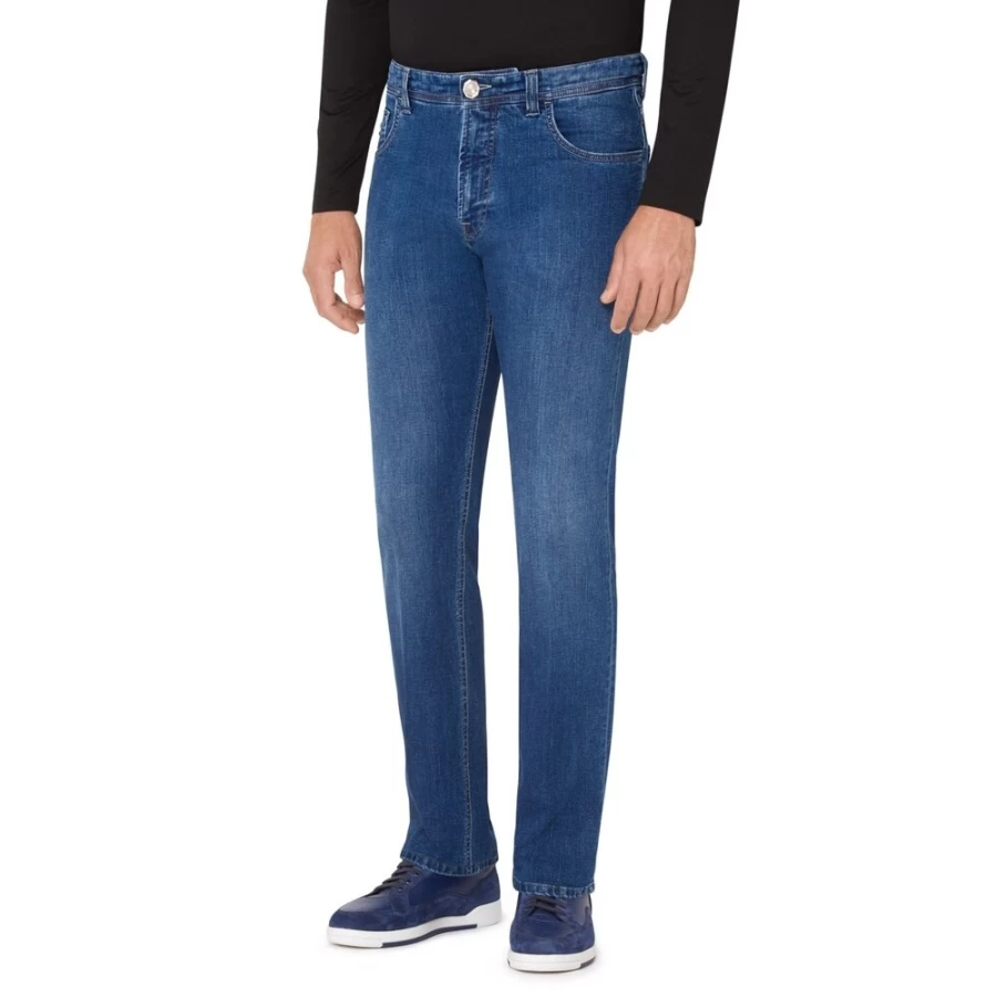 "Stefano Ricci Men's Slim Fit High Rise Jeans for a Stylish Look"