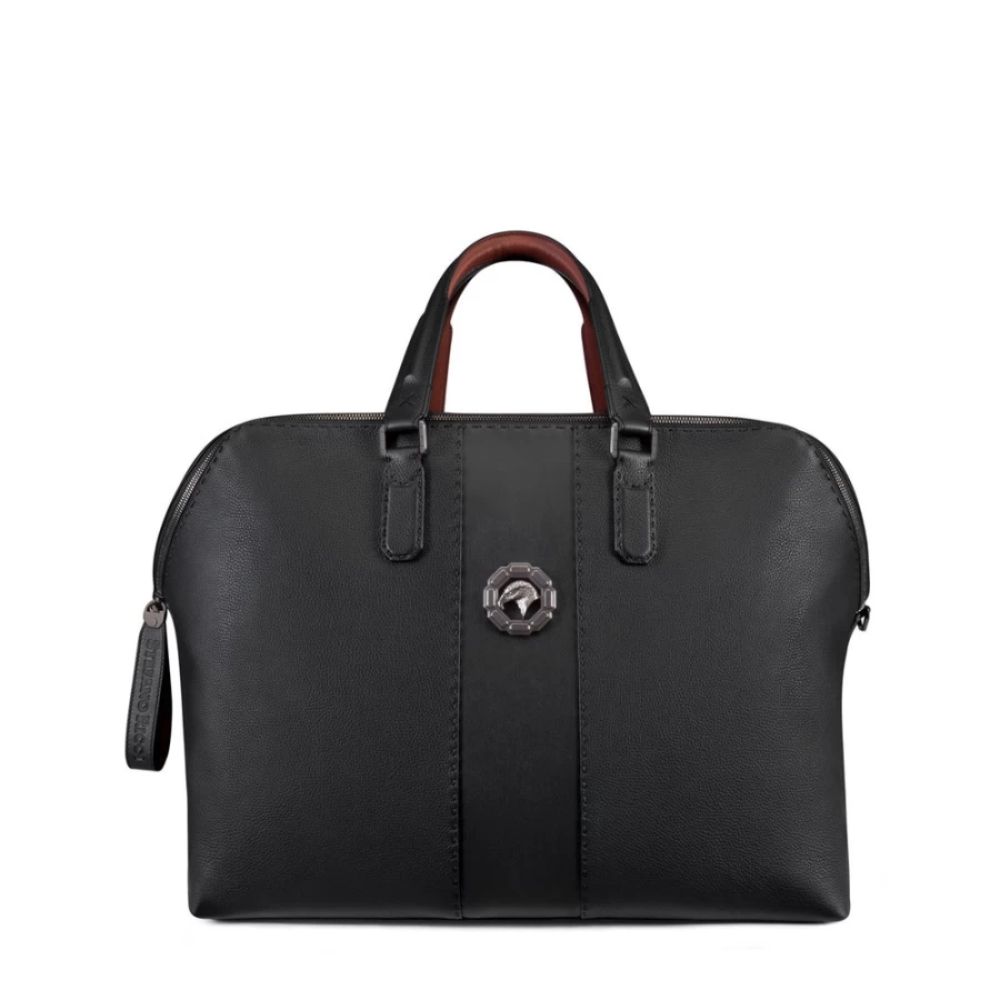 "Stefano Ricci Premium Calfskin Leather Weekender Duffle Bag for Travel & Gym"