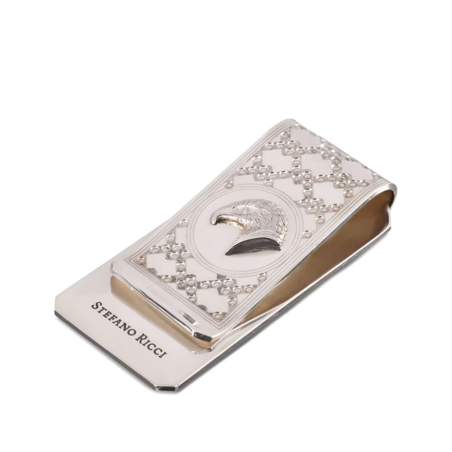 "Stefano Ricci Luxury Silver Money Clip for Men - Elegant Metal Cash Holder"