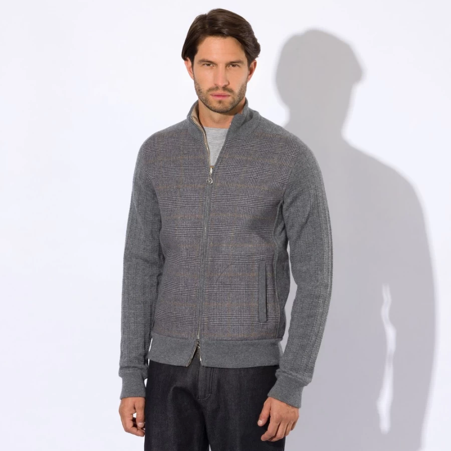 "Stefano Ricci Men's Reversible Cashmere Blouson Jacket – Luxury Dual-Face Coat"